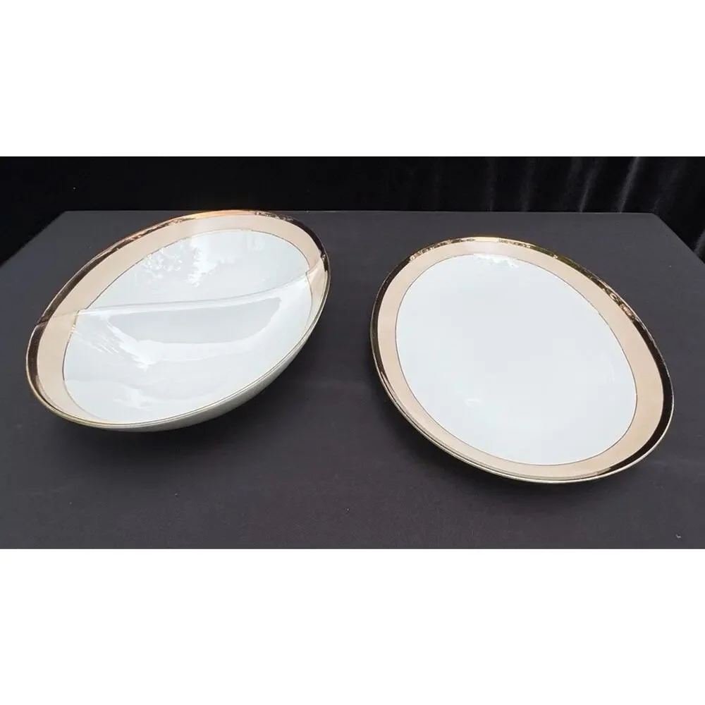 2 Vintage 1960’s Sango Trousseau China - Oval Serving Bowls 1 Divided EUC -A84